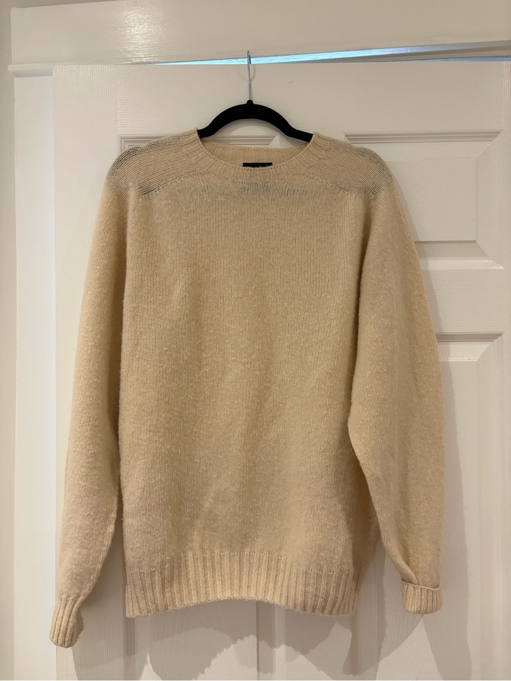 Drakes Cream Knit Crewneck Sweater